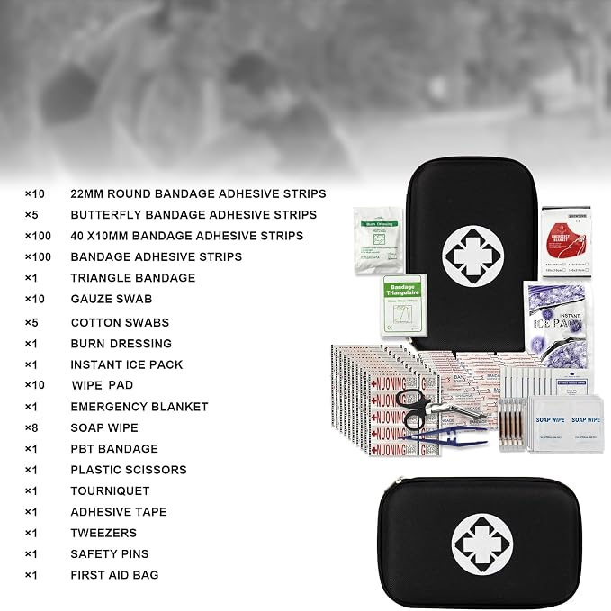 277Pcs First-Aid Kit Emergency-Kit Home-Car - First Aid Kits Emergency Kit Home Essentials for Dorm Room First-Aid Kit Emergency Necessities for Boat Hiking Skating, Black YIDERBO