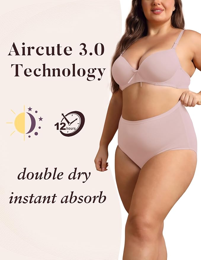 AIRCUTE Washable Urinary Incontinence Protective Underwear for Women Leak Proof Absorbent Reusable Panties 60ML 1 Pack (Dusk, Large)