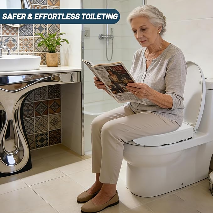 3 Inch Toilet Seat Cushion Riser Elevated for Seniors & Handicap, White