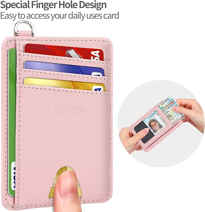 Slim Minimalist Front Pocket Wallet, RFID Blocking Credit Card Holder Wallet with Detachable D-Shackle for Men Women