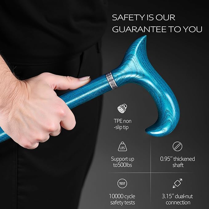 Walking Cane, Available in Multiple Inches Wooden Cane Support up to 500 Lbs, Suitable for Fancy Wooden Walking Cane for Men and Women with Extreme Demands