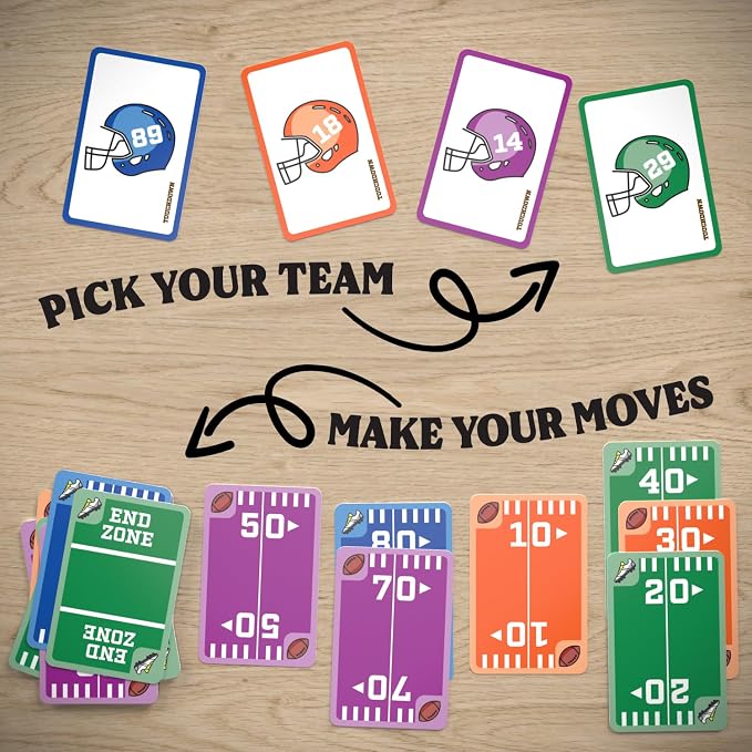 TOUCHDOWN The Card Game - Fast-Paced, Football Themed Card Game that Anyone Can Play, 2-4 Players, Fun Card Games for Adults, Kids, Families and Game Nights, Stocking Stuffers, Football Gifts