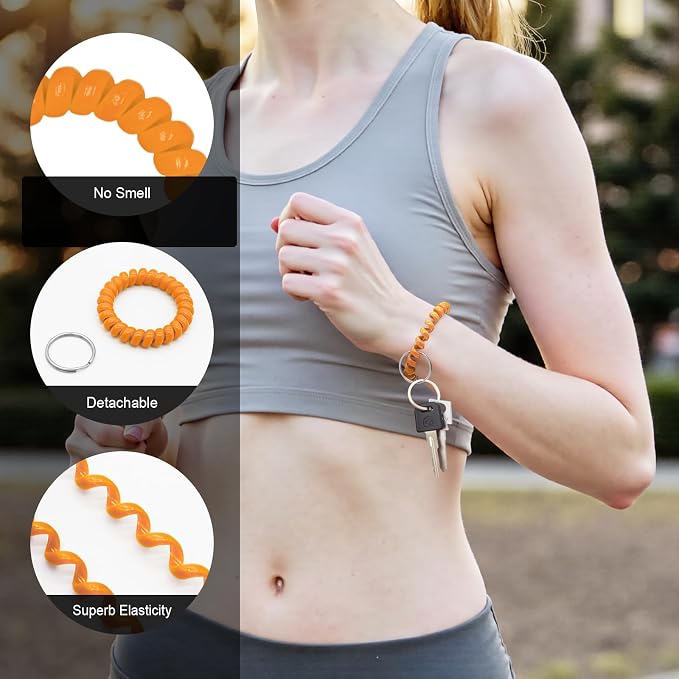 Spiral Coil Keychain, Anti-lost Key Chain Holder Lanyard Cord for Sauna Outdoor Sports and Gym Pool