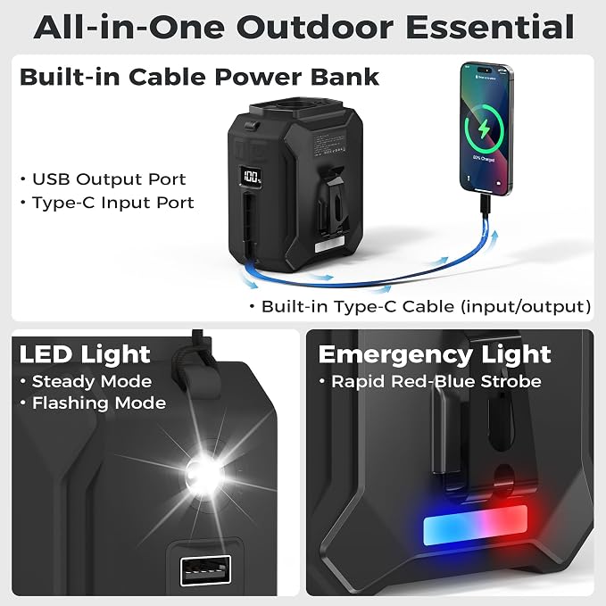 Portable Mini Waist Fan - Rechargeable Clip on Belt Wearable Body Fan, Max 25H Cooling, 3 Speeds 16000RPM Turbo Hands-Free Under-Shirt Neck Fan for Outdoor Jobsite Camping Traveling