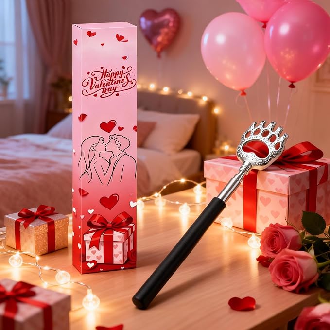WOVTE Back Scratcher for Men Women with Valentine's Day Love Box