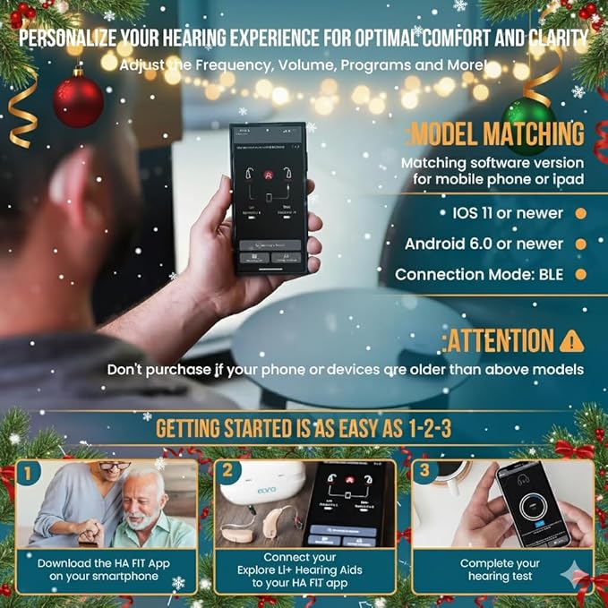 Eara Explore Li+ Rechargeable OTC Hearing Aids – Self-Fitting, Bluetooth 5.0 with Phone & Music Streaming | App-Controlled, Receiver-in-Canal (RIC) Design | FDA-Registered for Seniors and Adults 2025