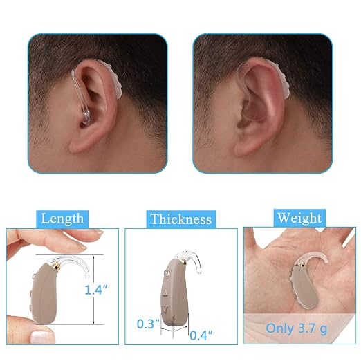 Banglijian Rechargeable Hearing Aid for Moderate to Severe Hearing Loss Ziv-206 for Seniors Adults with Noise Reduction Adaptive Feedback Cancellation-Two Types of Sound Tubes(One Unit)