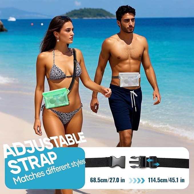 Waterproof Bag Fanny Packs for Women, Floating Beach Bags 2PCS | Floating, ideal for Beach, Boating & Kayaking&Fishing&Diving, Durable Material, Phone & Passport Pouch(black&black)
