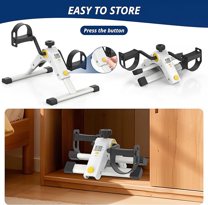 Folding Exercise Bike Pedal Exerciser Portable Desk Bike with LCD Display for Arms and Legs Workout