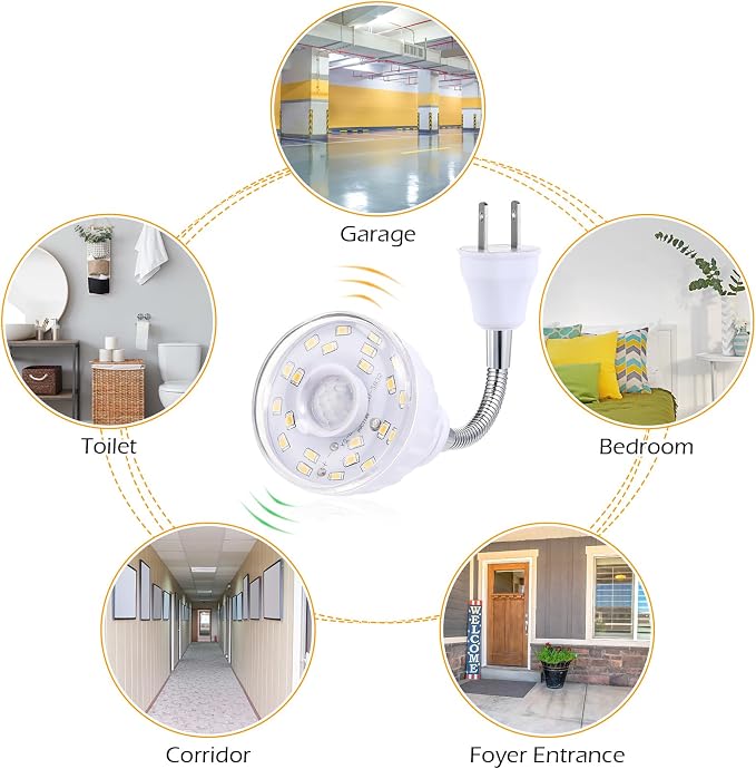 3 Pack Motion Activated LED Night Light Plug in Sensor Light,Warm White | PIR Infrared Sensor, Smart Dusk Dawn Motion Detector Lamp, Flexible Rotating, for Hallway Stairway Garage Basement