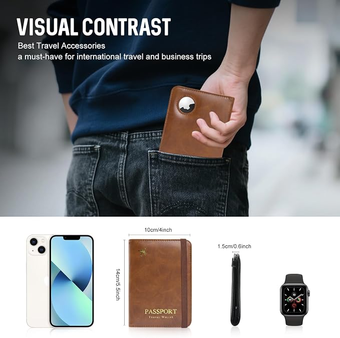 ILIYAH-Passport Cover-Passport Holder Travel Wallet-RFID Blocking Passport Case Travel Accessories Card Holder Wallet Unisex Travel Gifts (Dark Brown)
