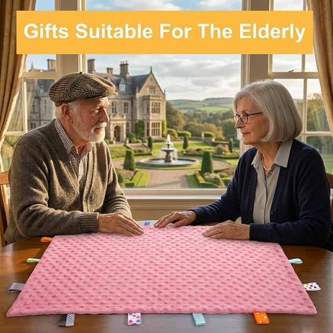 Fidget Blanket for Adults with Dementia, Sensory Blanket Mat for Alzheimers Patients, Dementia Activites for Senior, Gift for Dementia Patients,Sensory Toys for Autism (Rose)