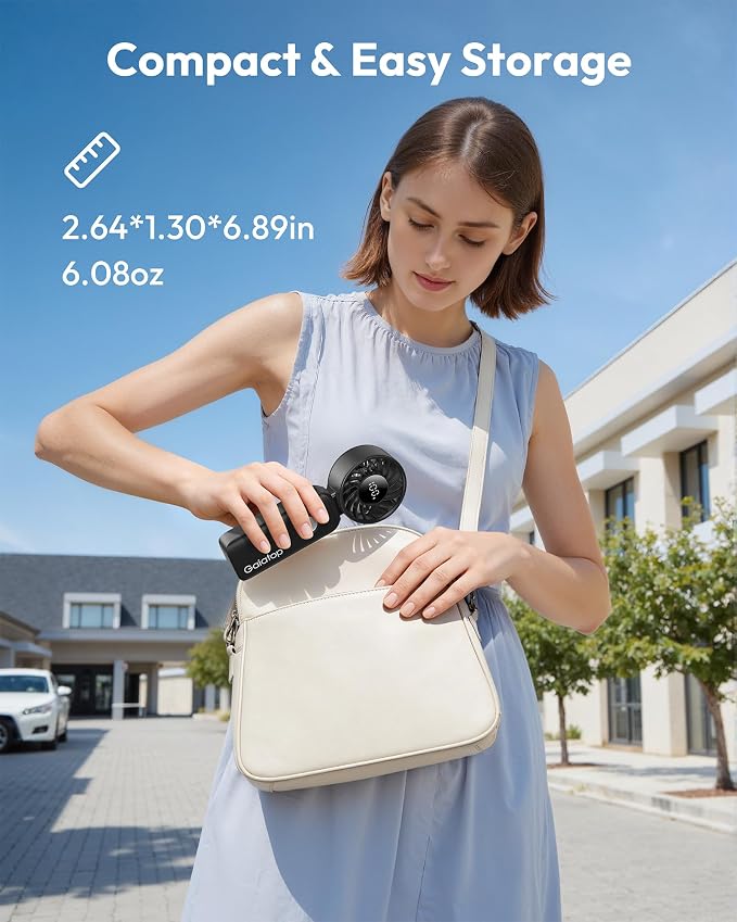 Gaiatop Portable Handheld Fan, 5 Speed Rechargeable Battery Max 18 Working Hours, 3 IN 1 Neck/Desk/Hand Fan Cooling for Travel, Beach, Women/Men Outdoor Activities Gifts - Black