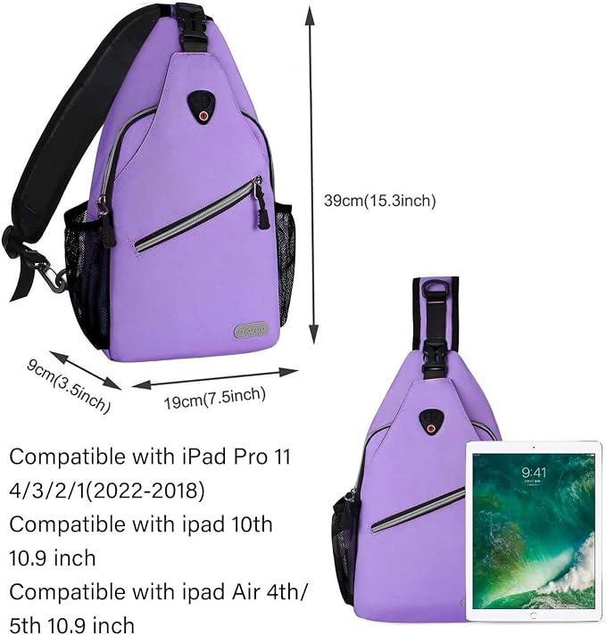 MOSISO Small Sling Bag for Men, Crossbody Shoulder Chest Daypack Bag | Sling Backpack for Casual Travel Hiking