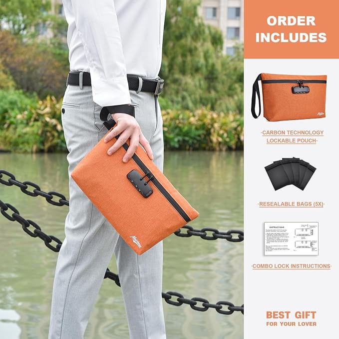 Smell Proof Bag with Combination Lock Large Storage Container Medicine Lock Bag Money Organizer Travel Storage Pouch