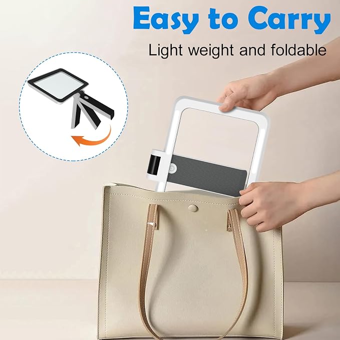 3X Magnifying Glass for Reading Handheld, Large Full Page Magnifier with Light, Lightweight Rectangular Book Magnifying Sheet for Reading Small Prints for Senior, Low Vision