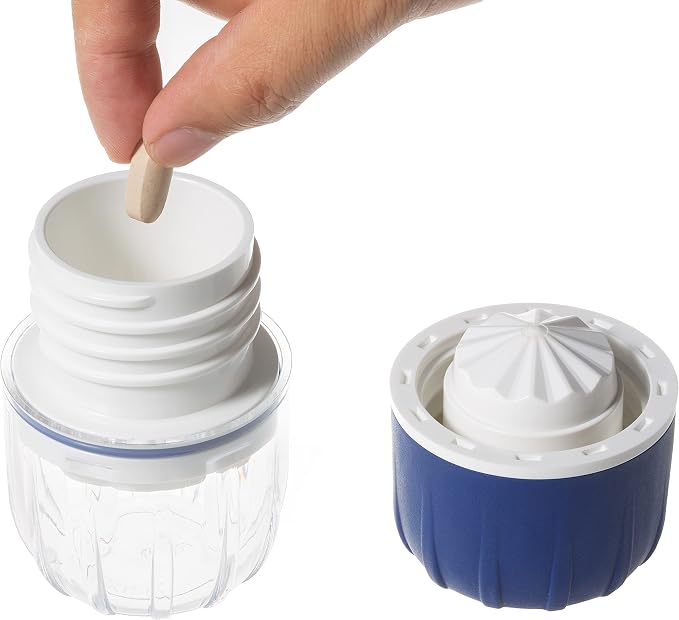 MAXGRIND Pill Crusher and Pill Grinder - Pill Crusher for Small or Large Pills and Vitamins to Fine Powder, Pill Pulverizer Grinder, Medicine Grinder with Medicine Cup, Pill Storage (Blue)