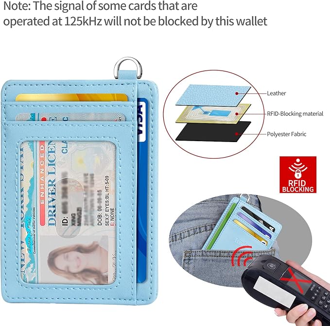 Slim Minimalist Front Pocket Wallet, RFID Blocking Credit Card Holder Wallet with Detachable D-Shackle for Men Women