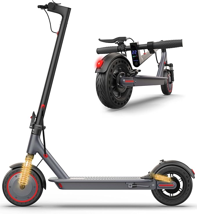 VOLPAM Electric Scooter, 350W/500W Powerful Motor, 8.5"/10" Solid Tires, 19/22Mph, 28/23/21/16 Miles Max Range, Dual Braking