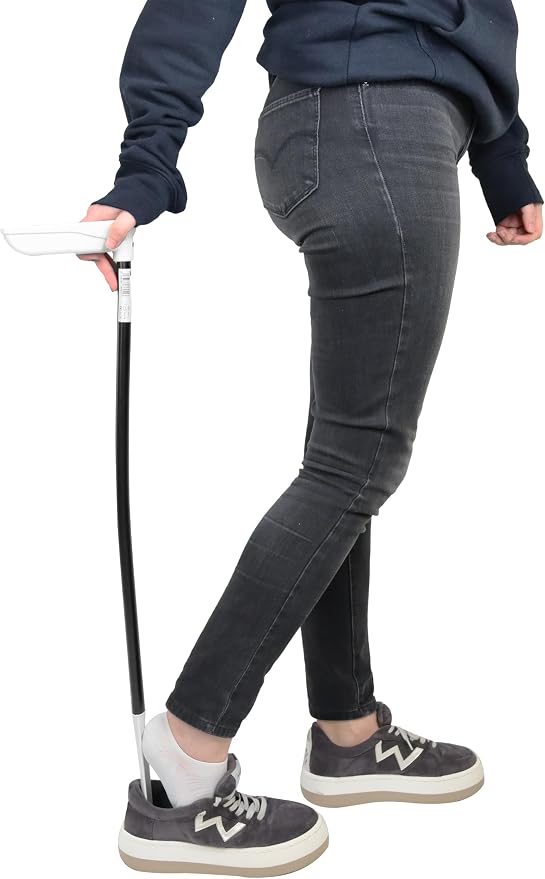 KMINA Long Handled Shoe Horn for Seniors 30", Horn for Women and Men, Easy On Off, Boot Jack Remover