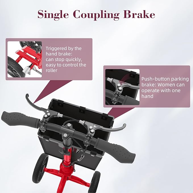 Lightweight Knee Scooter Crutch Alternative, Foldable & Adjustable Knee Scooter for Adults for Foot Surgery, Steerable Knee Walker with Detachable Storage Basket, Includes DIY Stickers-Hot Red