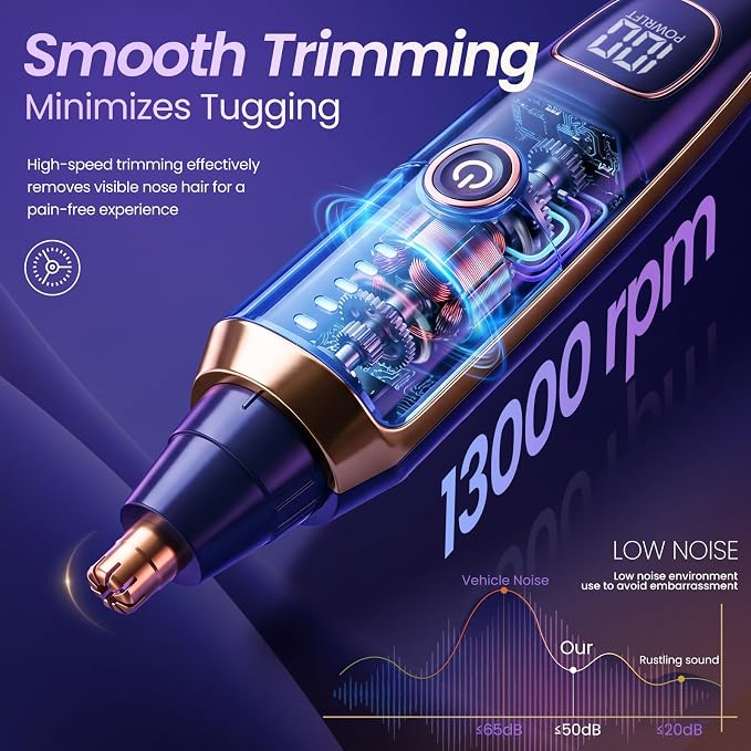 LED Display Ear and Nose Hair Trimmer Clipper for Women Men,2026 Rechargeable 2 in 1 Painless Eyebrow & Facial Hair Trimmer with Powerful Motor and Dual-Edge Blades Easy Cleansing