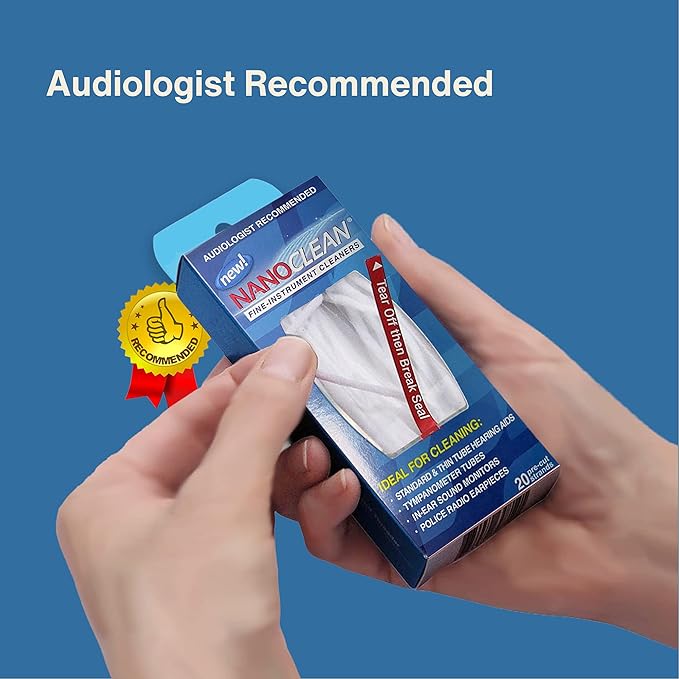 All-in-1 Hearing Aid Cleaning Kit - 1 Pack of 20 Ready-to-Use Strands - Gentle & Effective Hearing Aid Cleaning Brush Thread-Fine Instrument Cleaners, Earbud Cleaner, Hearing Aid Accessories