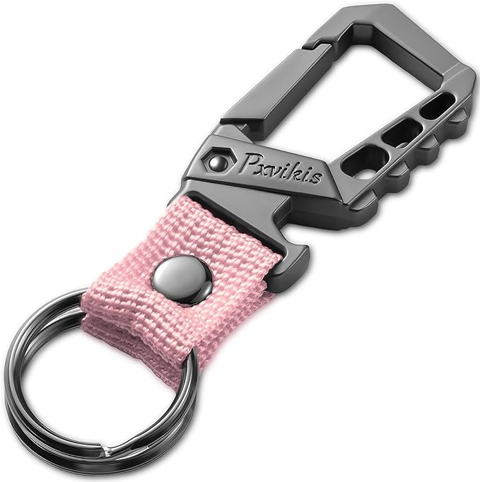 Metal heavy duty key chain carabiner clip bottle opener wrist lanyard ring car key fob unisex for men and women