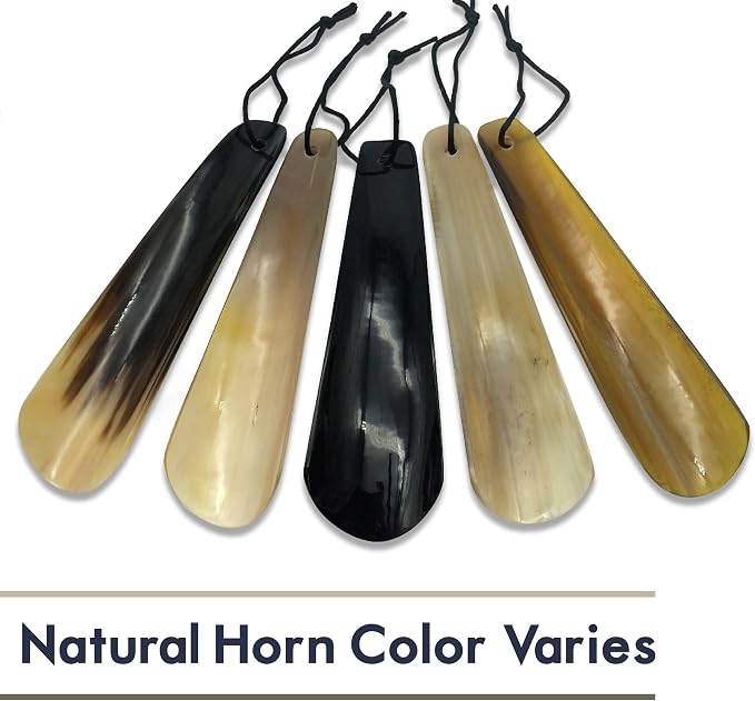 Lucky Franc's Real Horn Shoe Horn. Dress Shoe Horn for Men. Hand Crafted Luxury Horn Shoehorn for Home/Travel Use. Genuine Bull Ox Horns. A Fancy Natural Shoehorn Gift Idea. 7.25"x2" in Gift Box.