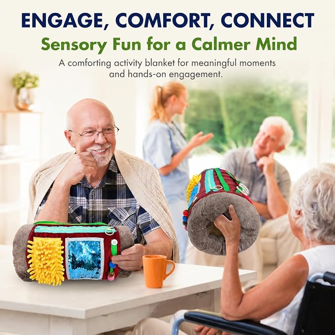 Fidget Blanket and Muff for Adults with Dementia, Alzheimers Dementia Activities Products for Seniors and Elderly, Gift Game and Sensory Fidget Blanket for Alzheimer’s or Dementia