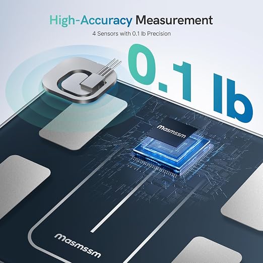 Smart Scale for Body Weight, 550 lb/ 250 kg High Capacity Large Platform Bathroom Scale with 4” x 2” LED Display, Body Composition Scale with 20 Metrics, App Sync, 350 * 300 mm