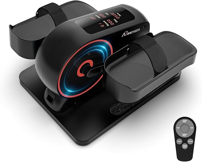 ANCHEER Under Desk Elliptical Machine, 2-in-1 Mini Exercise Bike, Digital Display, 9 Resistance Levels, 12 Speed Levels, Active and Auto Modes, Silent Operation