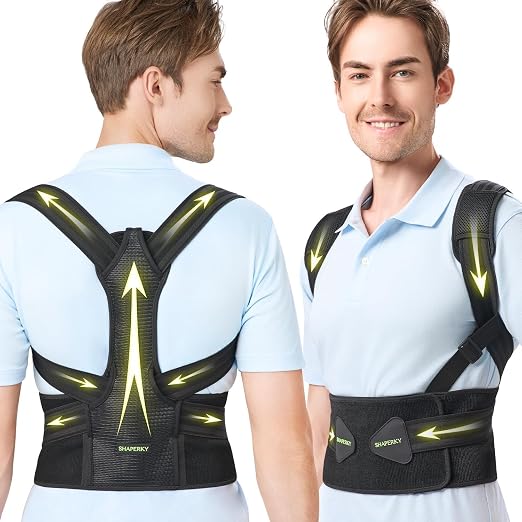 SHAPERKY Posture Corrector for Women and Men - Adjustable Upper Back Brace - Breathable Back Support straightener - Providing Pain Relief from Lumbar&Shoulder