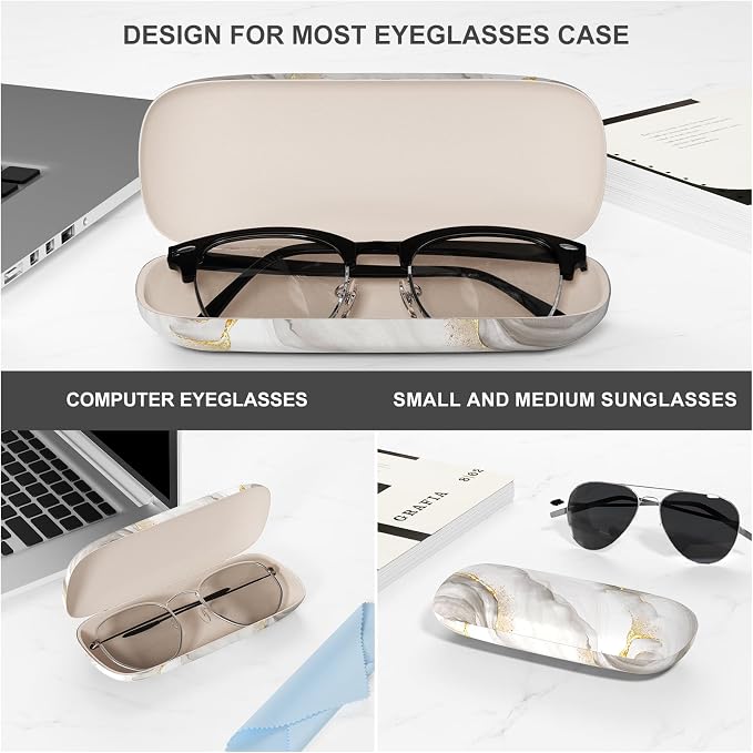Eyeglasses Case, Portable Hard Shell Protective Case for Glasses, Eyeglass Holder Box for Women with Cleaning Cloth