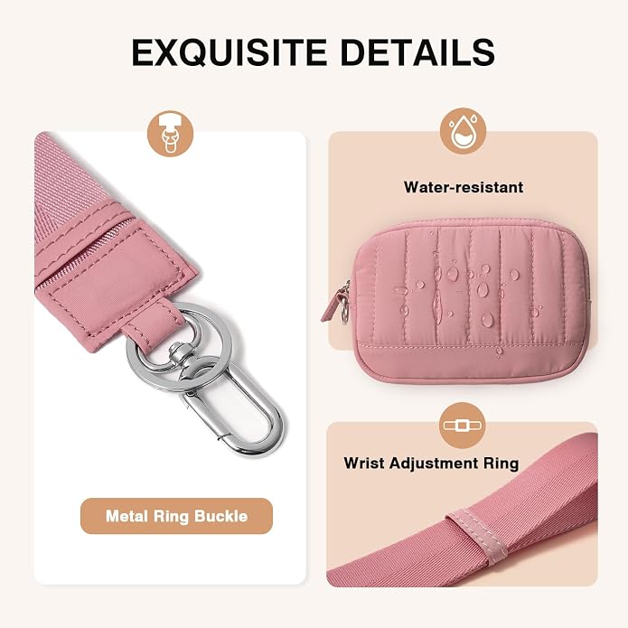 Marvolia Wristlet Wallet for Women Quilted Protective Wristlet Purse | Lightweight, Multi-Pockets with Zipper, for Travel Daily Necessities