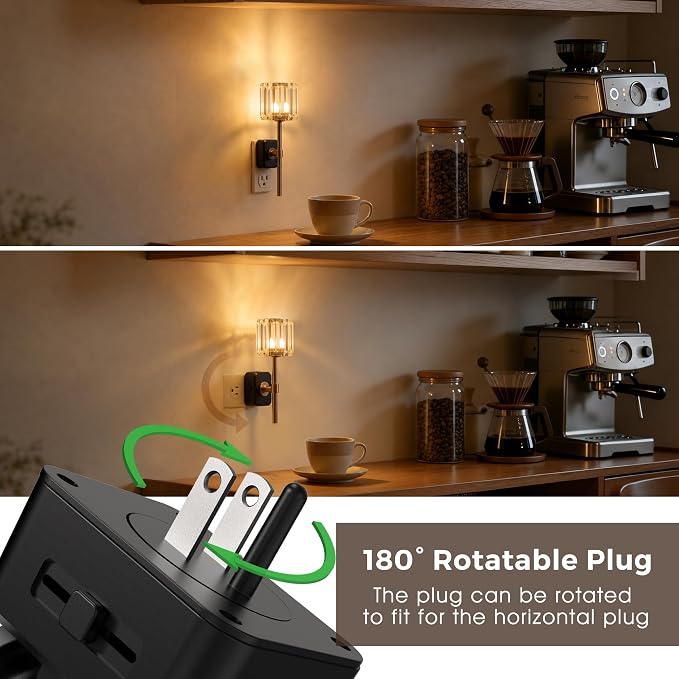 L LOHAS LED Night Lights Plug into Wall,Crystal Acrylic Cylinder Nightlight | Dusk to Dawn Sensor Night Light with 180° Rotating, Round Platform ,0-100LM Dimmable, for Bedroom Living Room Hallway