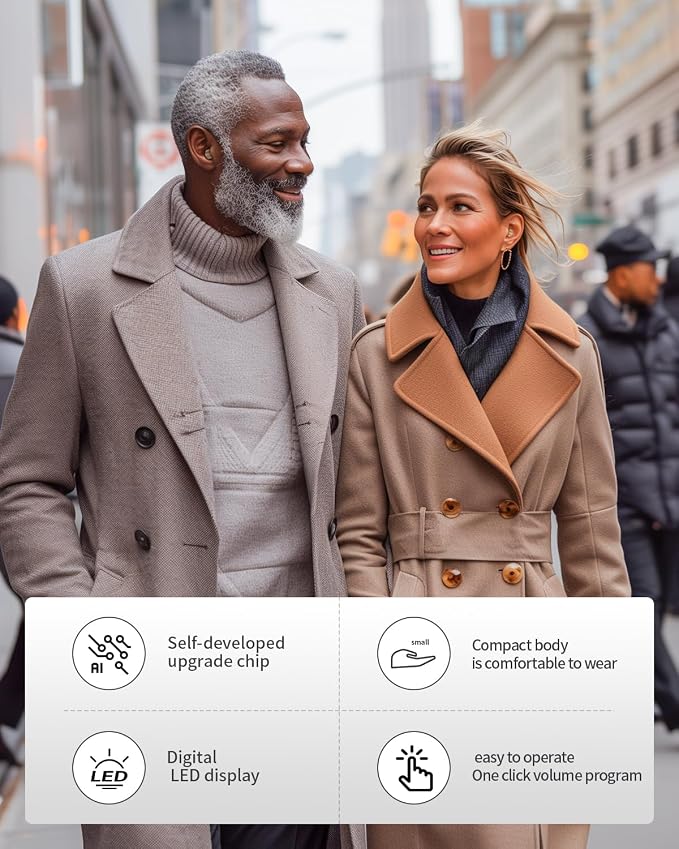 Hearing Aids for Seniors Rechargeable Invisible in The Ear Design with 24H Battery DSP Noise Reduction OTC Hearing Aids for Mild to Moderate Hearing Loss Control Not Amplifiers (WB)