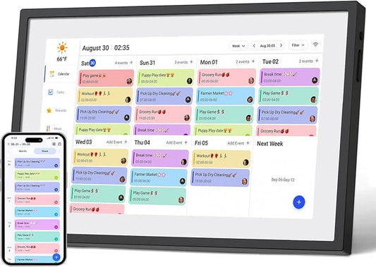 10.1 inch Digital Calendar & Chore Chart,Smart Touchscreen Interactive Display for Family Schedules, Digital Photo Frame Functon, Great for Organizing Your 2026 Calendar