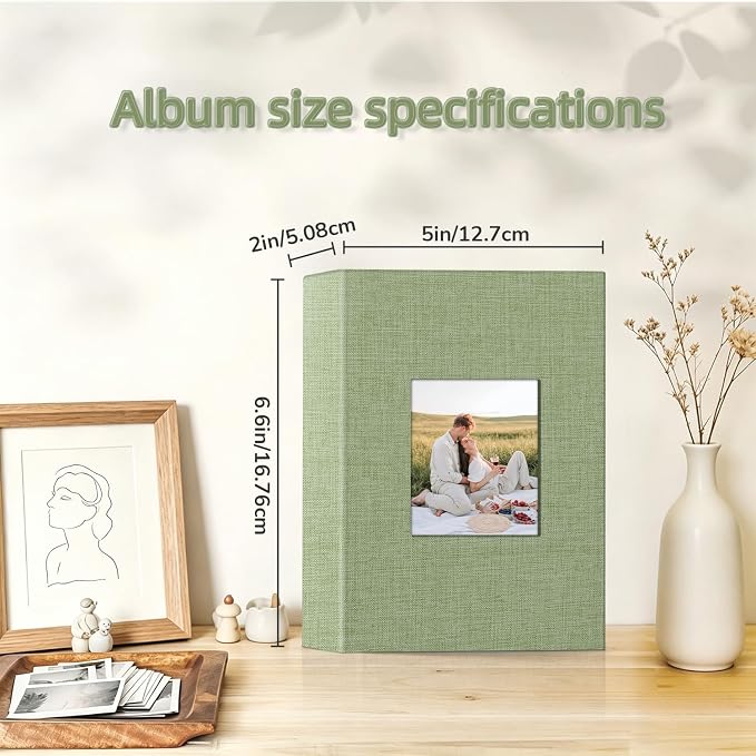 popotop Photo Album 4x6-100 Photos Photo Books with 100 Vertical Pockets,Linen Cover Albums for Family Wedding Anniversary Baby Vacation Pictures