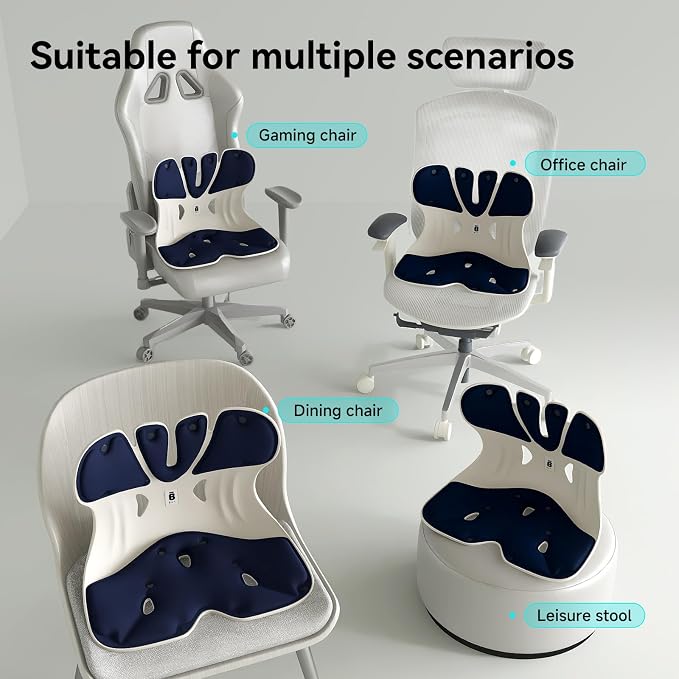 BKT Ergonomic Seat Cushion - Lumbar Support Pillow for Office Chair & Floor | Premium upgraded materials for long sitting. Comfort for students, nursing mothers, office workers and outdoor fishing trips