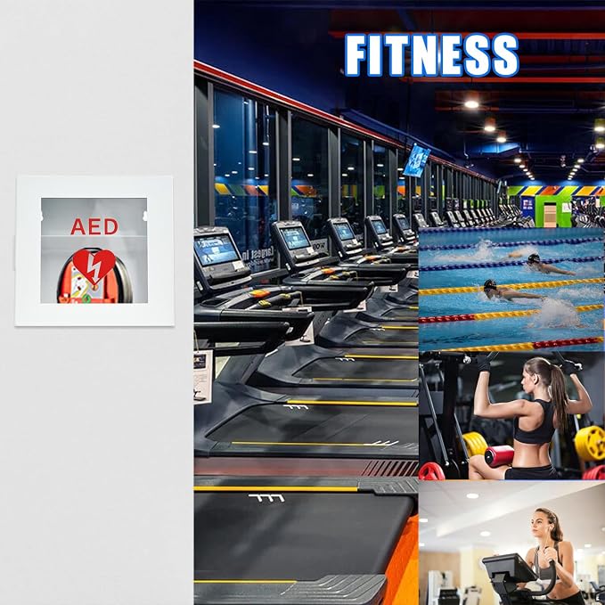 Wall Mounted AED Storage Cabinet, Steel AED Defibrillator Cabinet with Clear Viewing Window, Non-Alarmed Emergency AED Holder for Offices, Schools, Gyms & Public Spaces, White