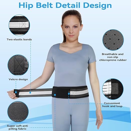 Waist Belt Sacroiliac Hip Belt, Lumbar Support Sciatica Pain Relief, Sacroiliac SI Joint - Lower Back Support Brace for Women and Men, Non-Slip and Adjustable & Breathable Back Pain Relief