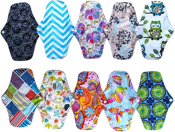 10Pieces 10Inch Reusable Washable Menstraul Pads Sanitary Pads