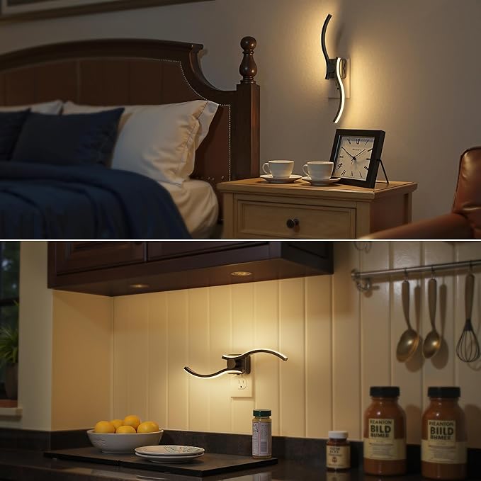 Briignite Night Lights Plug into Wall 2 Pack, Wall Sconce Night Light with Dusk to Dawn Sensor, Dimmable Night Light Plug in, 1W 3000K Soft White for Adults Kids Room Bedroom Bathroom Hallway Kitchen