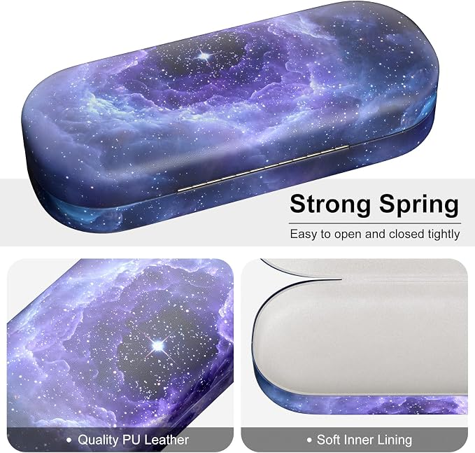Hard Shell Leather Sunglasses Case,Classic Fashionable Cute Large Glasses Case for Women Men,Sunglass Eyeglasses