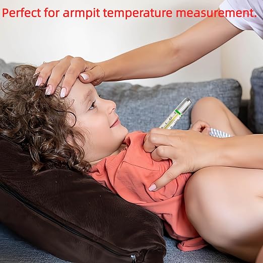 ℃&℉ Mercury Free Thermometer for Armpit 2PCS - Clinical Glass Temperature Test for Fever -Classic Non Digital Thermometer for Adults - Accurate Easy Reading by HARIKA LIFE
