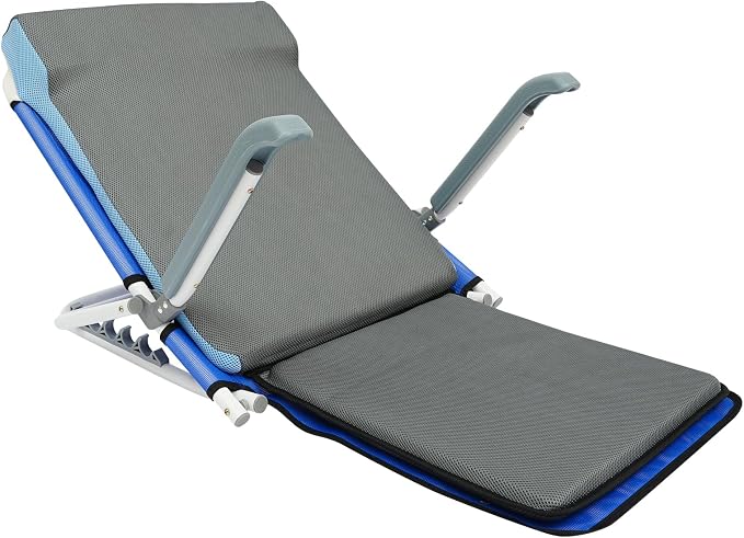 Adjustable Bed Backrest, Portable Folding Backrest for Elderly Patient Care, 20-75° Adjustable Lifting Back Support with 198 lbs Weight Capacity (Blue)