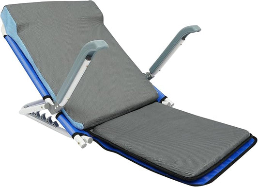 Adjustable Bed Backrest, Portable Folding Backrest for Elderly Patient Care, 20-75° Adjustable Lifting Back Support with 198 lbs Weight Capacity (Blue)