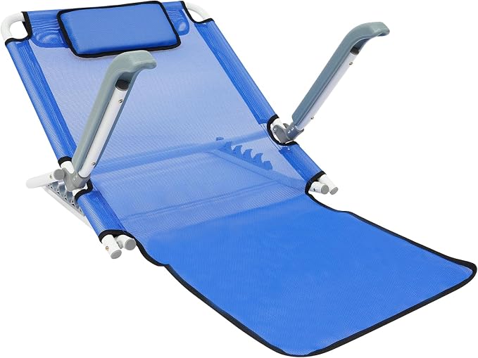 Adjustable Bed Backrest, Portable Folding Backrest for Elderly Patient Care, 20-75° Adjustable Lifting Back Support with 198 lbs Weight Capacity (Blue)