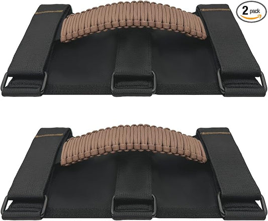 2 Pack Paraocrd Roll Bar Grab Handles for Jeep Wrangler Accessories | CJ YJ TJ JK JL LJ JLU JKU Sahara Freedom Rubicon, Gladiator JT (1955-2023 Modle), Upgrade Strong Metal Buckle, Non-Deformable